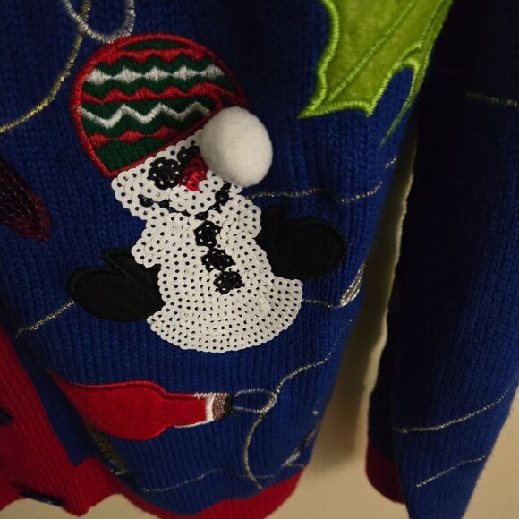 Jolly Sweaters Vintage Ugly Christmas Sweater Bow Tie Sequined Size XL - Picture 6 of 9